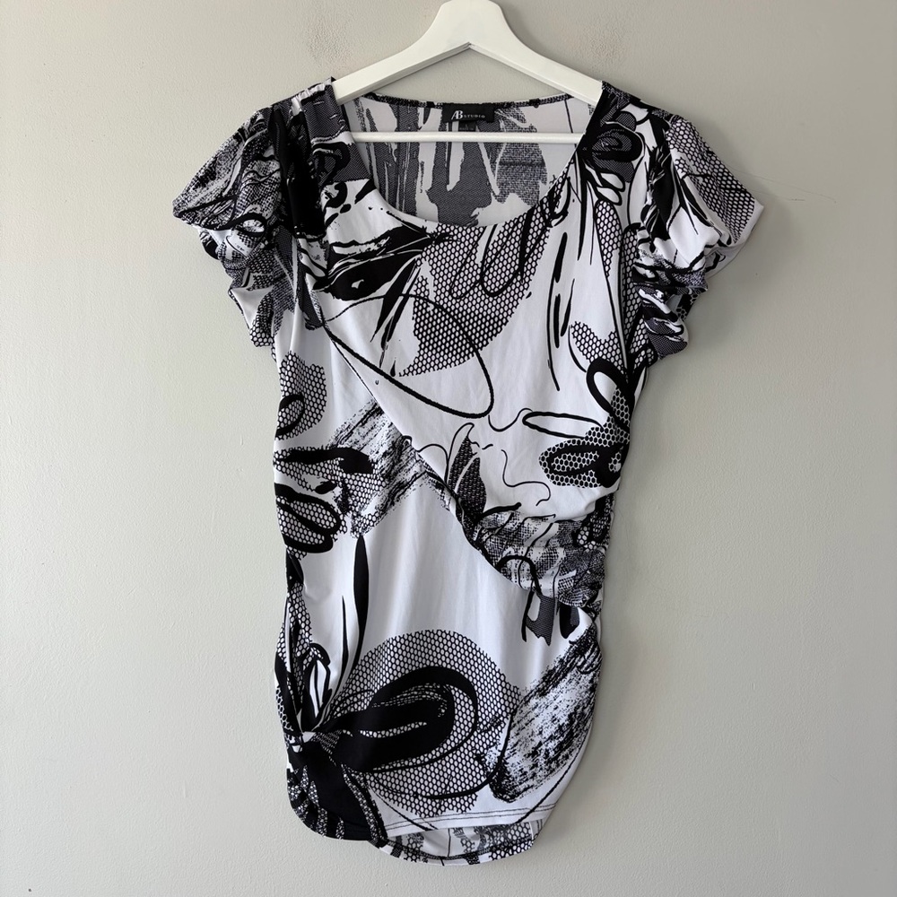 AB Studio Scoop Neck Business Casual‎ Ruched Maternity Blouse Large